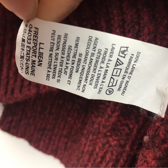 SOLD - LL Bean Men's 100% Lambs Wool Knit Sweater Burgundy Red EUC - Picture 8 of 13